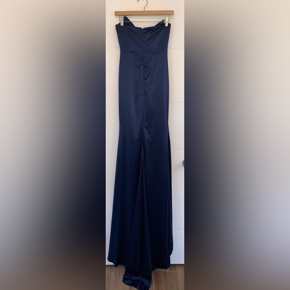 Alamour BLUE Strapless Deep V Blue Fishtail Dress Small Prom - Picture 5 of 6